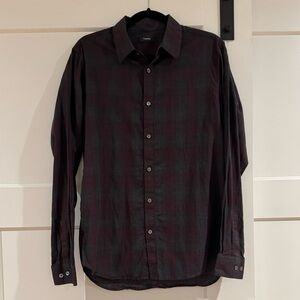 Theory‎ Men's Dark Plaid Button Down Shirt